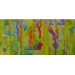 John Riley, abstract, watercolour, 18 x 34cms, framed