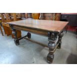 A Victorian oak refectory table, 82cms h, 157cms L 88cms w.