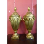 A pair of large George III style gilt urns and covers, 88cms h (20038898) #