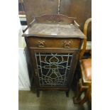 A mahogany and stained glass front music cabinet a/f