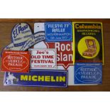 Eight small assorted advertising signs