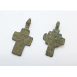 Two bronze crosses, found in Russia