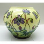 A Moorcroft Ashwood Hepatica design vase, 10.5cm