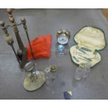 A companion set, cased manicure set, clocks, etc. **PLEASE NOTE THIS LOT IS NOT ELIGIBLE FOR POSTING