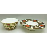 A Royal Crown Derby 1128 pattern bowl and a dish, 105mm and 153mm