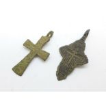 Two bronze crosses, found in Russia