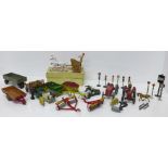 A Benbros Roman Chariot, boxed, Dinky Toys street signs, metal animals, etc.