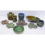 A collection of Irish Wade pin dishes, pots and preserve pot (10)