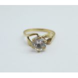 A 9ct gold and cubic zirconia solitaire ring, 3g, N