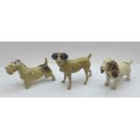 Three cold painted dog figures, a/f