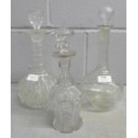 Three cut glass decanters **PLEASE NOTE THIS LOT IS NOT ELIGIBLE FOR POSTING AND PACKING**