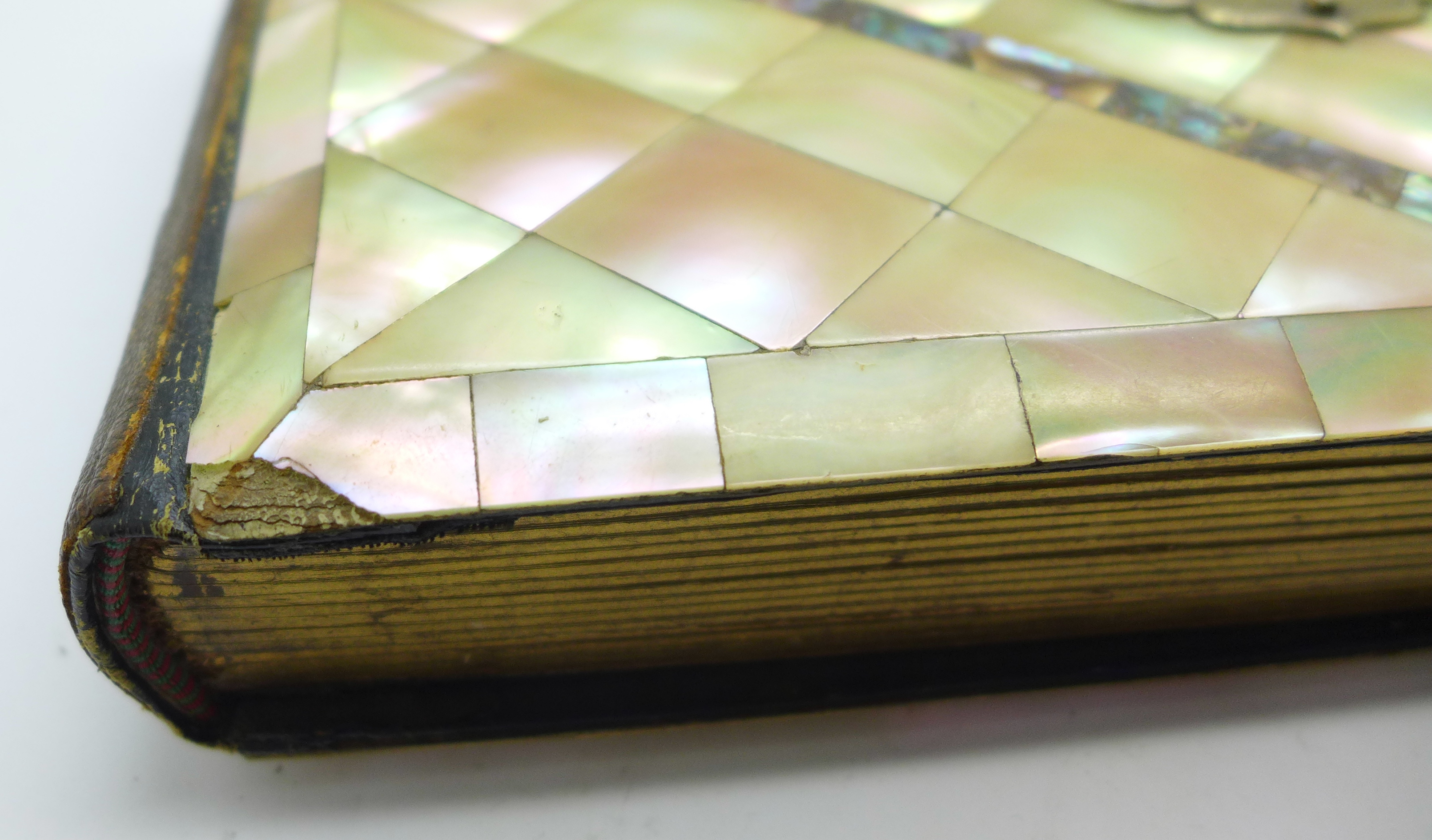 A late Victorian photograph album with mother of pearl and abalone cover, 23.5cm x 15cm, (some - Image 3 of 5