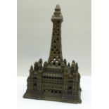 A Blackpool Tower metal money box by Chamberlain & Hill, 1907