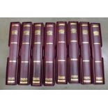 Eight empty Stanley Gibbons stamp albums **PLEASE NOTE THIS LOT IS NOT ELIGIBLE FOR POSTING AND