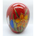 Anita Harris studio pottery, bulbous vase in the Daffodil design, height 14cm, signed in gold on the