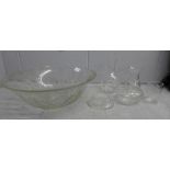 A cut glass bowl, vases, lidded jar, etc. **PLEASE NOTE THIS LOT IS NOT ELIGIBLE FOR POSTING AND