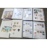A collection of stamp albums including a St. Mary's Church, Nottingham set