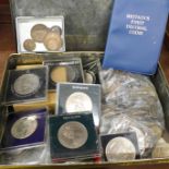 A collection of coins including twenty-two crowns, British and foreign coins, etc., 3.6kg