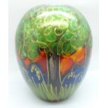 Anita Harris Art Pottery, a Delta vase in the Bluebell Wood design, hand painted with gold detail,