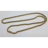 A long 9ct gold chain, 88.2g, 78cm