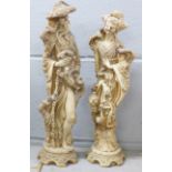 A pair of oriental resin figures