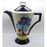 Lorna Bailey pottery, a large coffee pot in the Lakeside design, height 27cm, signed on the base