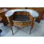 A French Louis XV style inlaid mahogany and gilt metal mounted bureau de dame