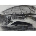 Jane O'Malley (b. 1944), Clare Island, Portacaille, charcoal, 29 x 40cms, framed