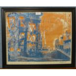 A signed McDonald limited edition print, Kunda Unloading, Immingham, framed