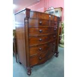 A Victorian mahogany bow front chest of drawers