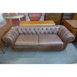 A Lazboy chestnut brown leather Queensbury Chesterfield settee (4051-17) RRP £999.91 * Please note