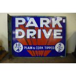 A double sided Park Drive enamel sign