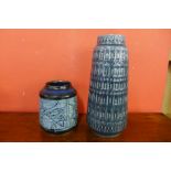 A West German turquoise glazed pottery vase and one other