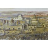 Pamela Guille, two Arabic landscapes, watercolour, unframed