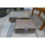 Two metal tool boxes