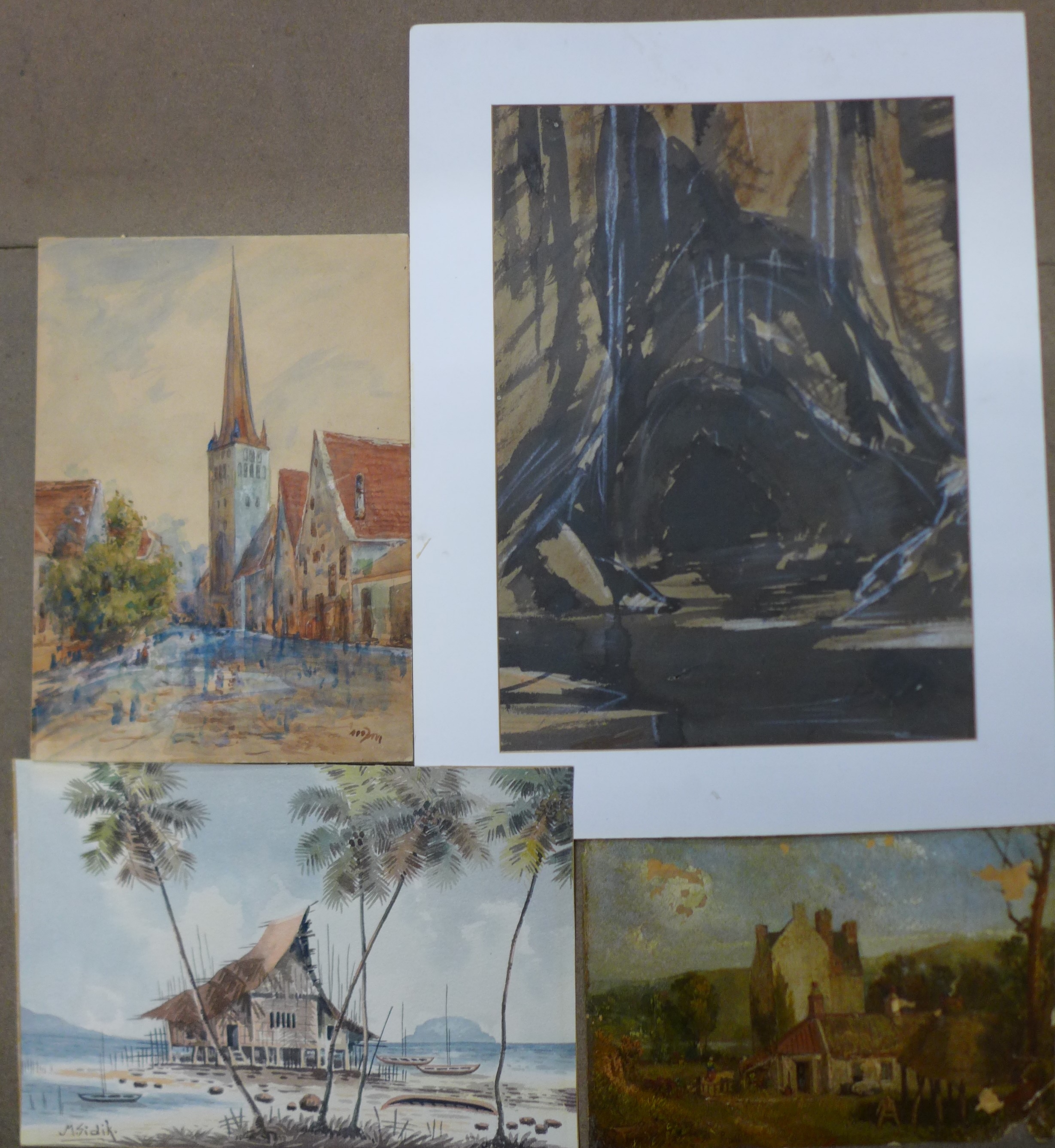 A folio of assorted English School watercolours and drawings - Image 2 of 3