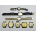 A lady's Roy King hallmarked silver wristwatch and seven other wristwatches