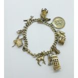 A silver charm bracelet, each link marked, 60g