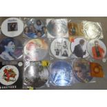 Fifteen picture disc 12" single and LP records; REM, Duran Duran, Paul McCartney, etc.