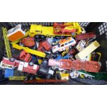 A collection of Matchbox and other die-cast model vehicles, playworn