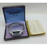 A Sekonda quartz LCD wristwatch with box