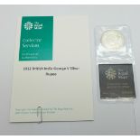 The Royal Mint Historic Coins, 1912 British India George V Silver Rupee