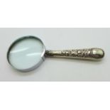 A silver handled magnifying glass, Sheffield 1909
