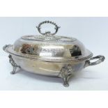A plated tureen with etched decoration