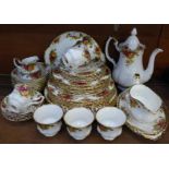 A Royal Albert Old Country Roses coffee and dinner service, six setting, including gravy boat and