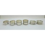 Six silver napkin rings, 99g