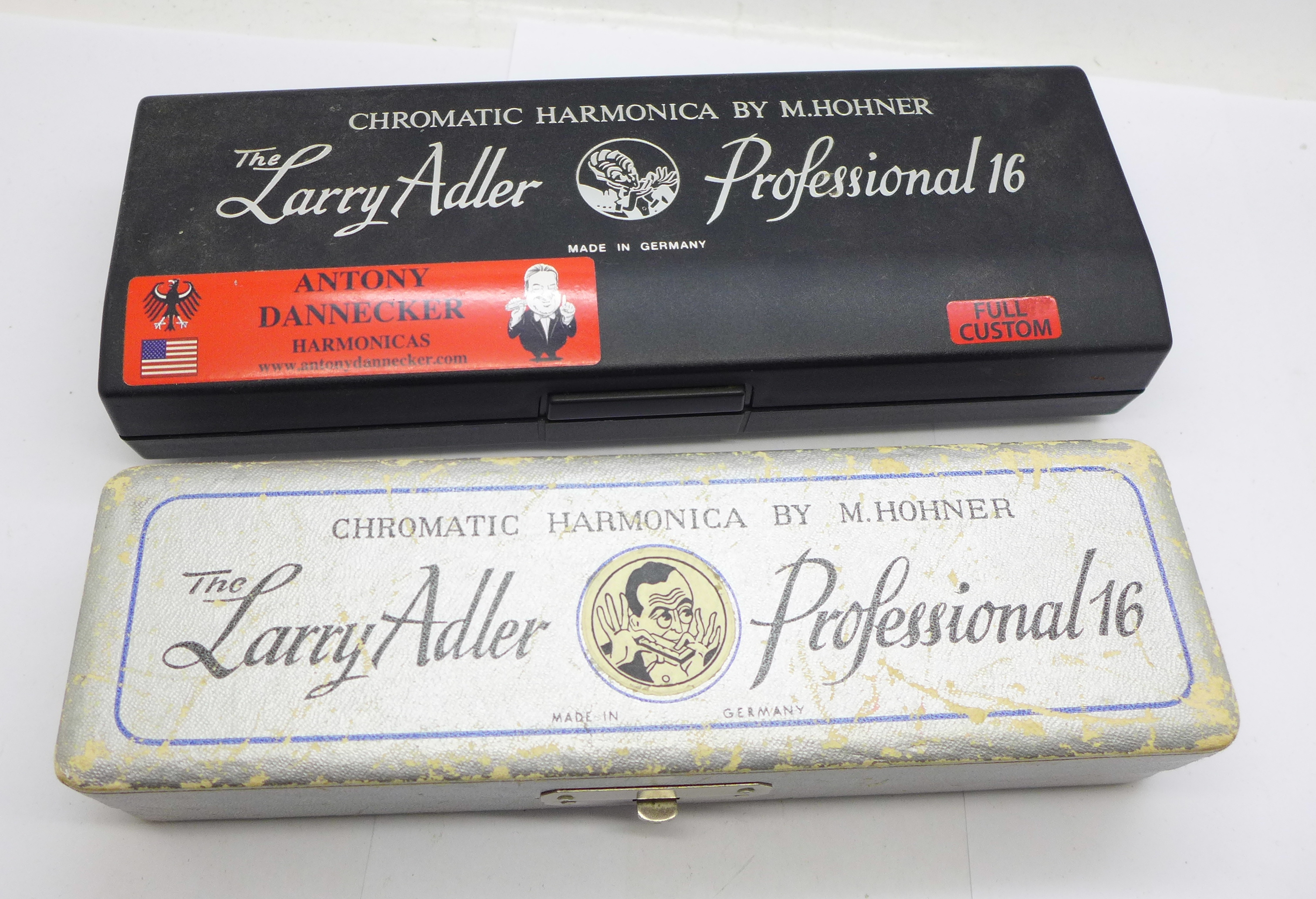 Two Hohner The Larry Adler Professional 16 chromatic harmonicas, boxed - Image 6 of 6