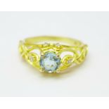 A silver gilt, topaz and zircon ring, S