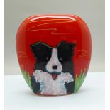 Anita Harris Art Pottery, Limited Edition Purse vase of a Collie Dog, produced in an exclusive