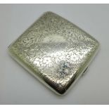 A silver cigarette case, Walker & Hall, Sheffield 1899, with inscription, 90g